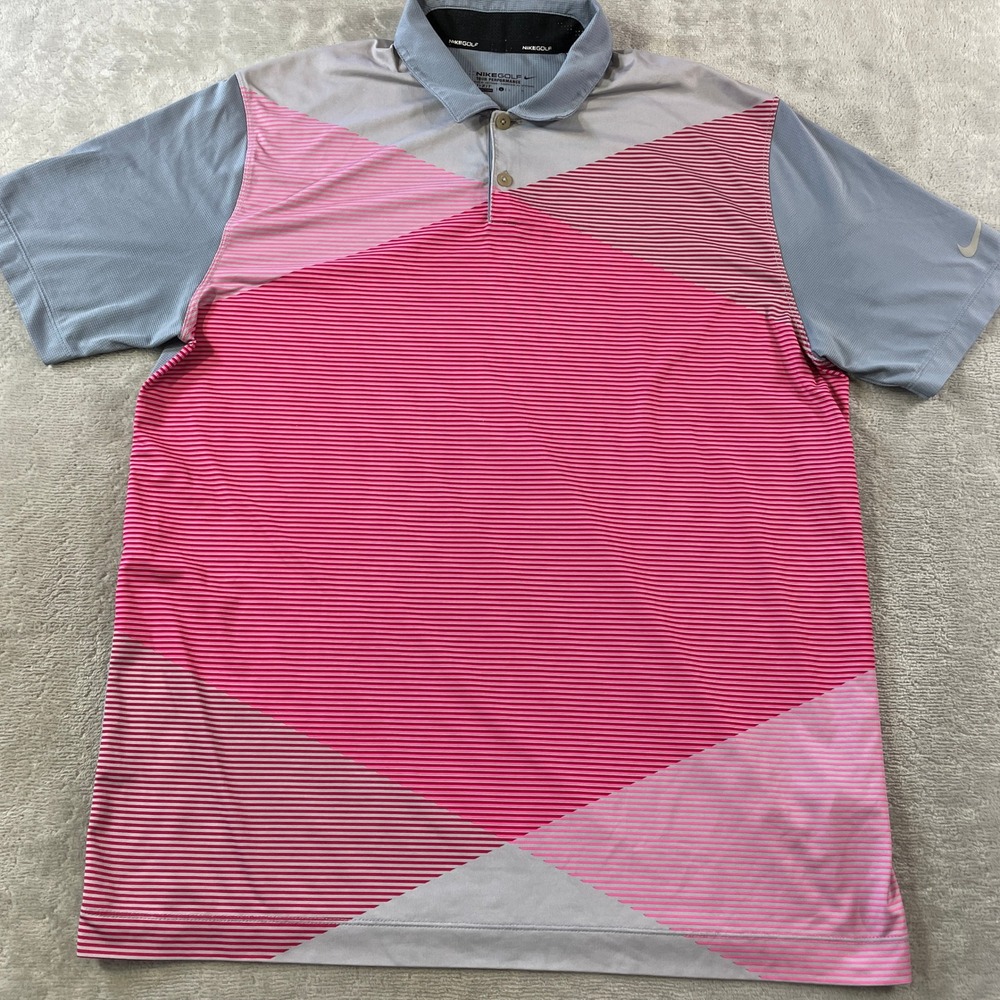 Nike Golf Tour Performance Polo Shirt Mens Large Pink Dri-FIT Golf Lightweight